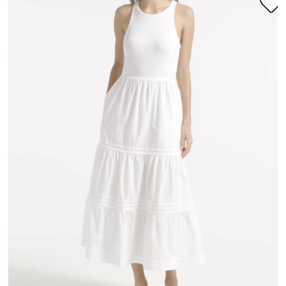 J.Crew $98 Vintage Rib Cutaway Tank Dress Size‎ XL White BR314 NWT